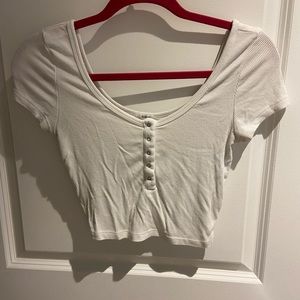 GARAGE White Ribbed Crop Top - S